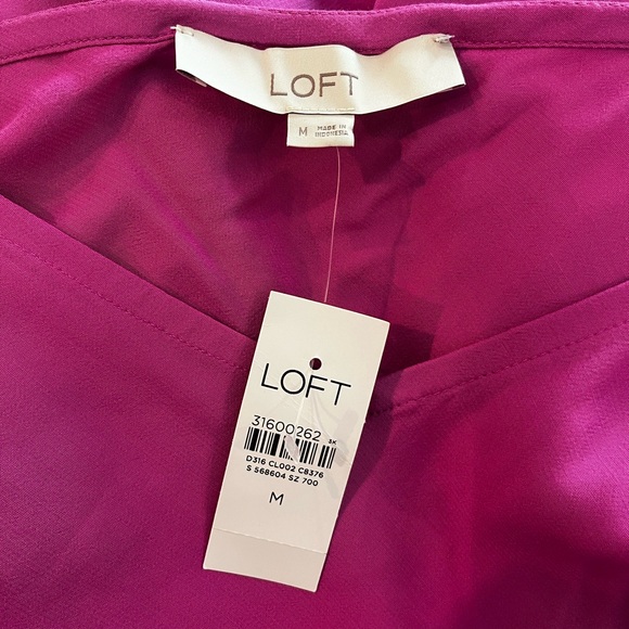 NWT Loft Slip V-Neck Maxi Dress in Magenta - Picture 4 of 6